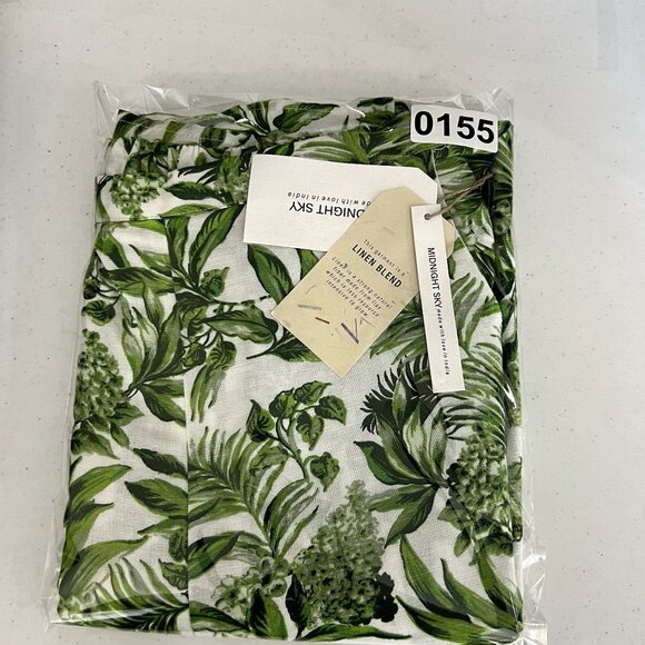 Midnight Sky NWT Linen Blend Women M Green Tropical Wide Leg Pants Boho Vacation - Picture 12 of 12